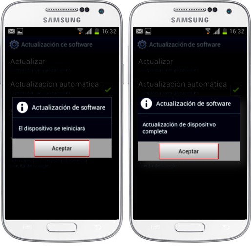 Proceso de actualización de Software mediante la opción FOTA (Android 2.x , 4.x)