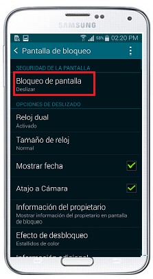 ¿Cómo activar el patrón de desbloqueo en mi Samsung Galaxy S5?