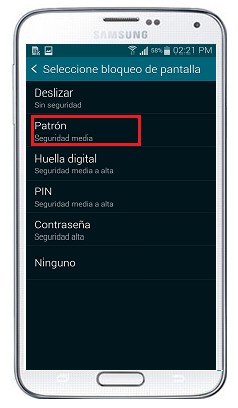 ¿Cómo activar el patrón de desbloqueo en mi Samsung Galaxy S5?