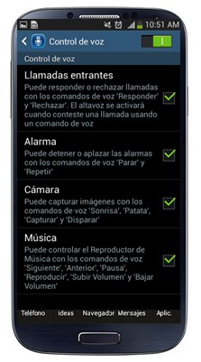Galaxy S4: Uso de los controles de voz