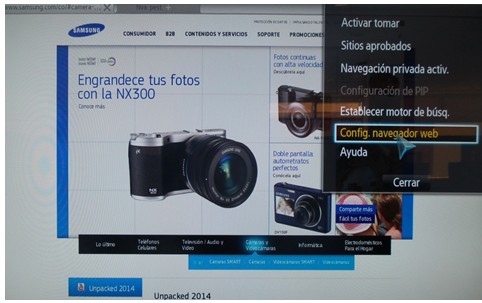 Configuración página inicial Web Browser