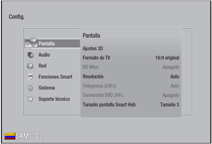 ¿Cómo restaurar la configuración del Blu-Ray Samsung a valores de fabrica? (modelos 2013)