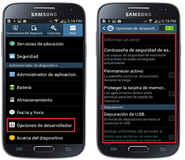 Smartphones Samsung Galaxy: ¿Cómo puedo ver las opciones del desarrollador?