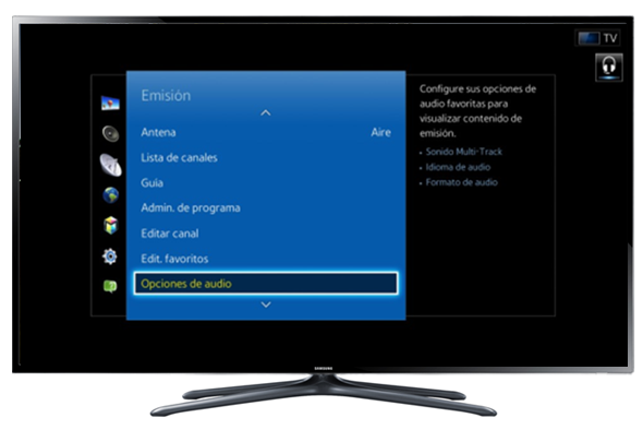 LED H6400: ¿Cómo cambiar el idioma en las opciones de audio de la señal de emisión?