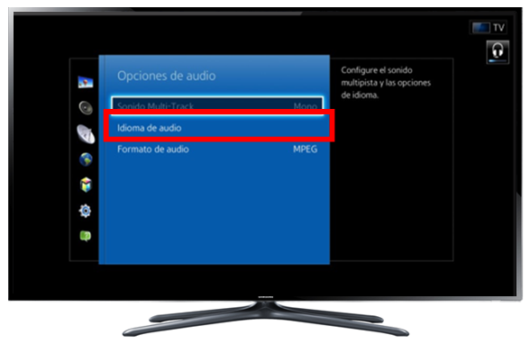 LED H6400: ¿Cómo cambiar el idioma en las opciones de audio de la señal de emisión?