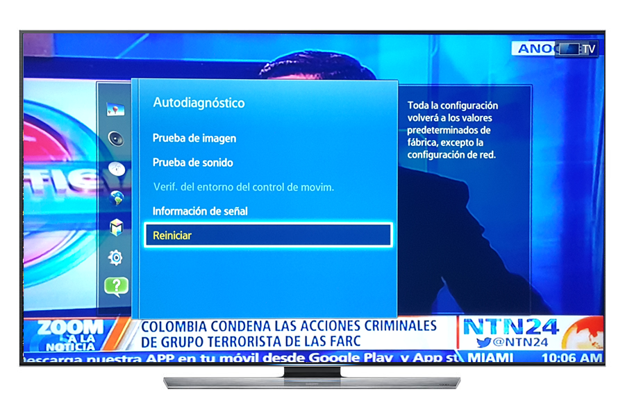 Samsung Smart TV: UN50FH5303: ¿Cómo restablecer los valores de fábrica en mi TV?