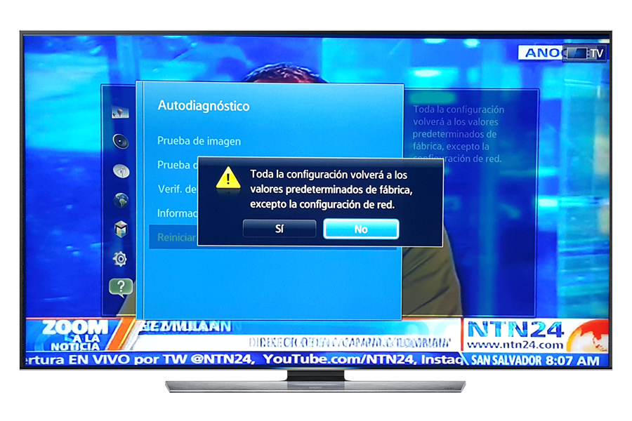 Samsung Smart TV: UN50FH5303: ¿Cómo restablecer los valores de fábrica en mi TV?