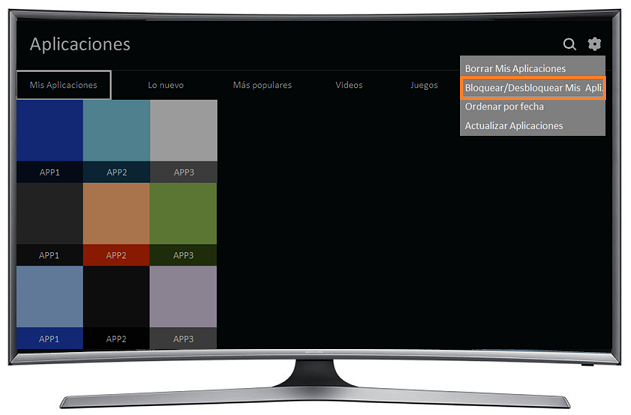 Curvo Smart TV J6500 Serie 6 - ¿Cómo bloquear/desbloquear aplicaciones?