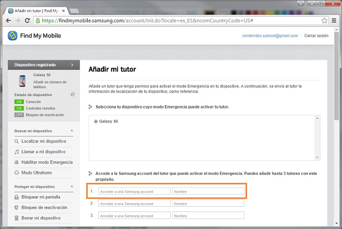 Galaxy - ¿Cómo vincular un tutor para casos de emergencias o desastres?
