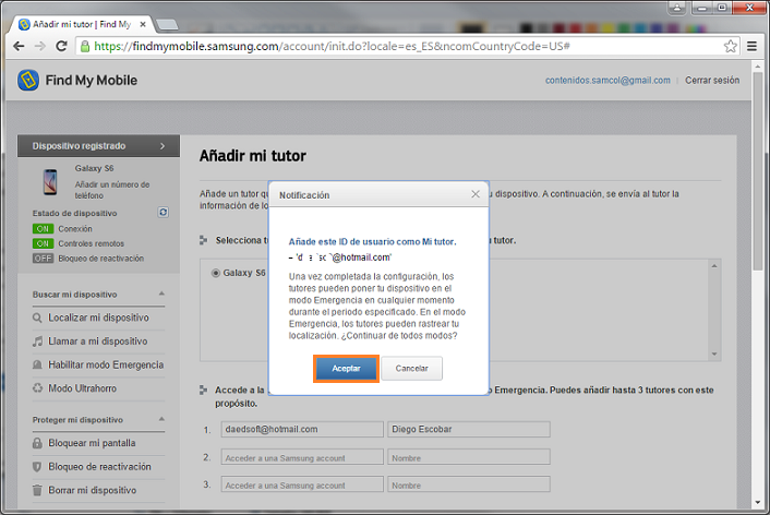 Galaxy - ¿Cómo vincular un tutor para casos de emergencias o desastres?