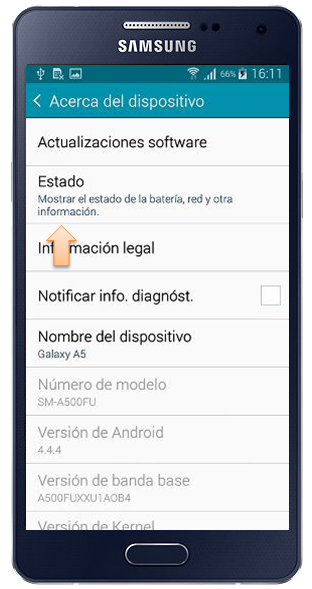 Galaxy A5 Cómo puedo verificar el código IMEI en mi celular