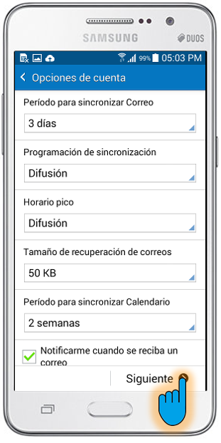 Samsung Galaxy Grand Prime: ¿Cómo registrar una cuenta de correo electrónico?