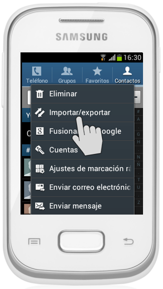 Galaxy pocket - ¿Cómo exportar Contactos a la Memoria o Tarjeta SD?