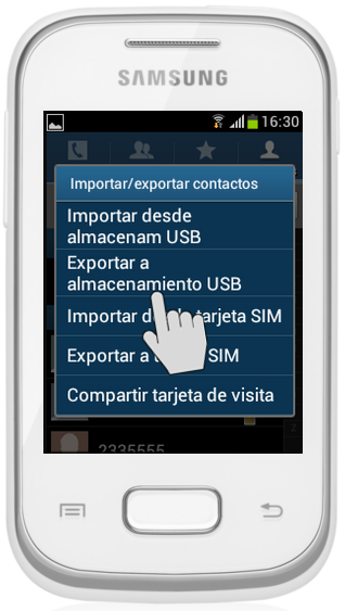 Galaxy pocket - ¿Cómo exportar Contactos a la Memoria o Tarjeta SD?