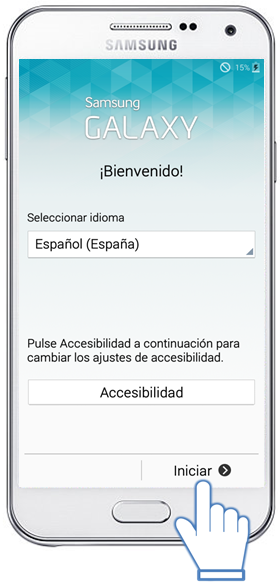Galaxy E5 - ¿Cómo realizo la configuración inicial en mi dispositivo?