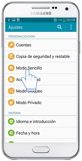 Galaxy E5 - ¿Cómo activar el Modo Estándar?