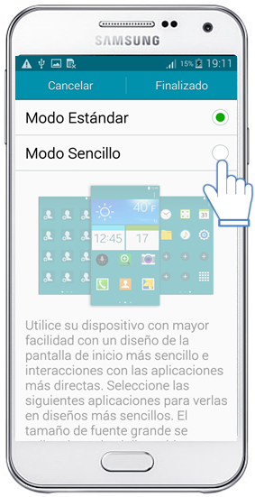 Galaxy E5 - ¿Cómo activar el Modo Estándar?