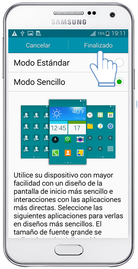 Galaxy E5 - ¿Cómo activar el Modo Estándar?