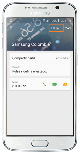 Galaxy S6/S6 Edge: ¿Cómo editar Mi perfil en la aplicación Contactos?