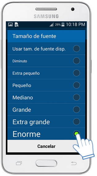 Galaxy Core2 - ¿Cómo cambiar el tamaño de la fuente?