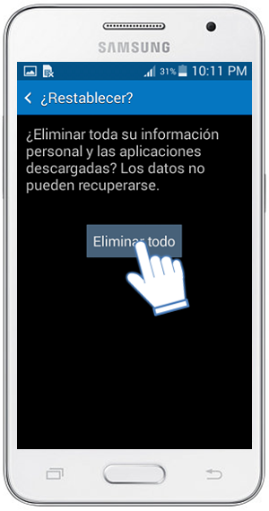 Galaxy Core2 - ¿Cómo resTablecer los valores de fábrica?