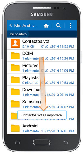 Galaxy Core Prime: ¿Cómo importar contactos desde archivo?