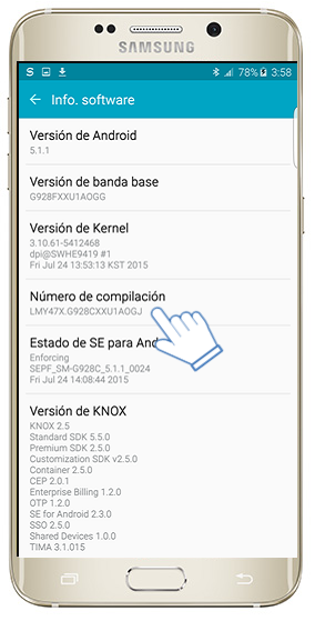 Galaxy S6 Edge+: ¿Qué hacer si Opciones de desarrollador no aparece en el menú de ajustes?