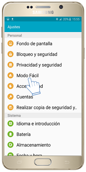 Galaxy Note5 - ¿Cómo desactivar el Modo Fácil?