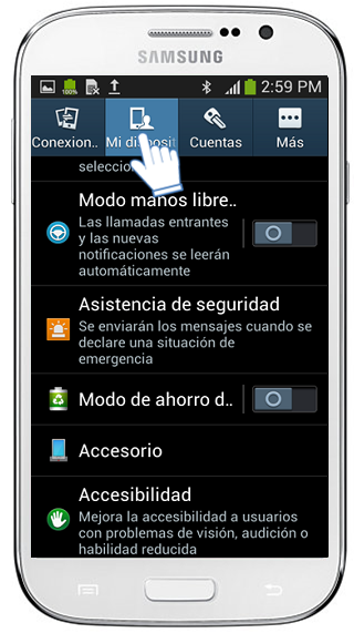 Galaxy Grand Neo - ¿Cómo activar el Ahorro de energía?