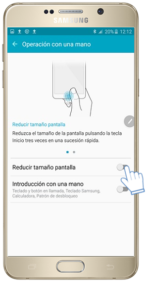 Galaxy Note5 - ¿Cómo usar Operación con una mano?