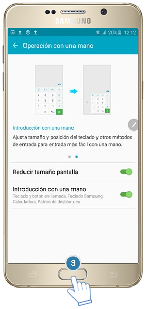 Galaxy Note5 - ¿Cómo usar Operación con una mano?