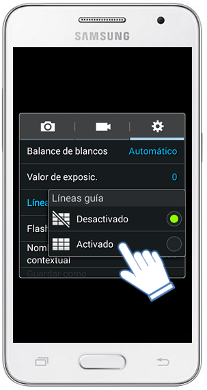 Galaxy Core2 - ¿Qué son las líneas de guía y como se activan en la cámara?