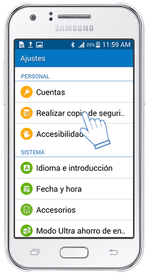 Galaxy J1: ¿Cómo restablecer archivos y la configuración a sus valores por defecto?