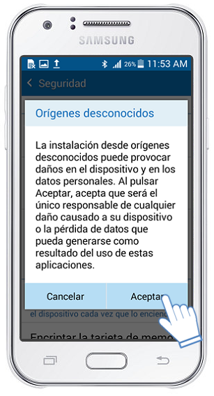 Galaxy J1: ¿Cómo permitir la instalación de aplicaciones .APK o externas a Play Store?