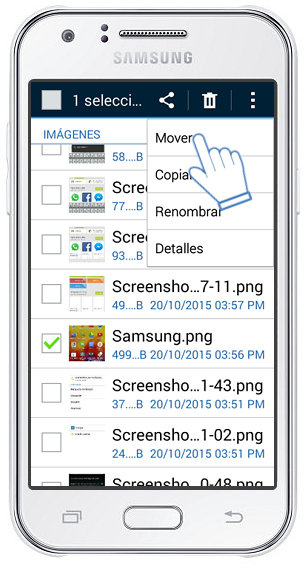 Samsung Galaxy J1 (SM-J100M): ¿Cómo mover archivos o documentos a otras carpetas?