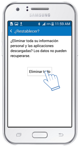 Galaxy J1: ¿Cómo restablecer archivos y la configuración a sus valores por defecto?