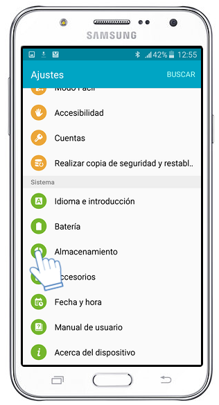 Galaxy J7 - ¿Cómo verificar el estado de almacenamiento en la memoria interna?