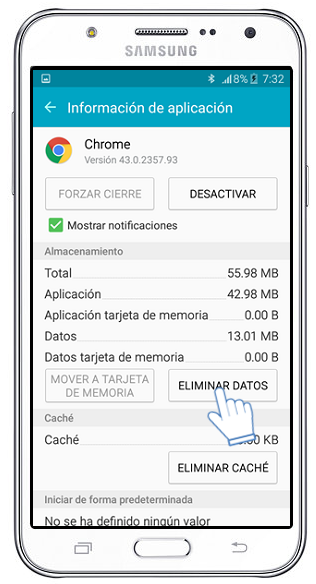 Galaxy J7 - ¿Cómo eliminar información de una aplicación?