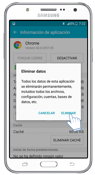 Galaxy J7 - ¿Cómo eliminar información de una aplicación?