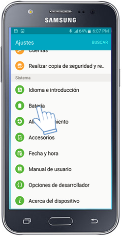 Galaxy J5 - ¿Cómo activar la notificación de batería?
