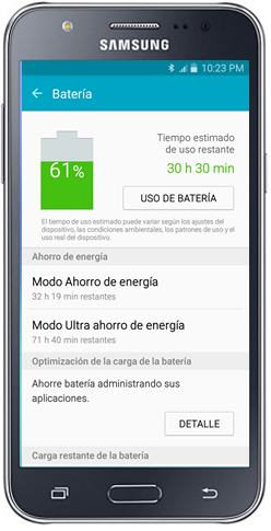 Galaxy J5 - ¿Cómo activar la notificación de batería?