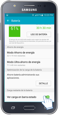 Galaxy J5 - ¿Cómo activar la notificación de batería?