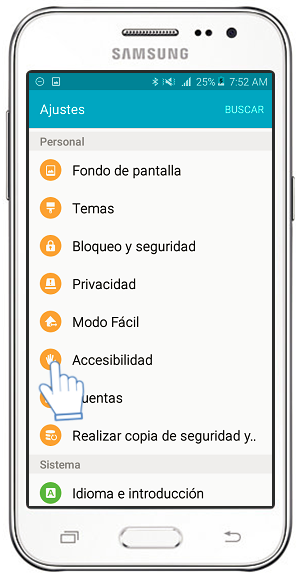 Samsung : Galaxy J2 - ¿Cómo activar menú de asistencia?