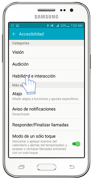 Samsung : Galaxy J2 - ¿Cómo activar menú de asistencia?