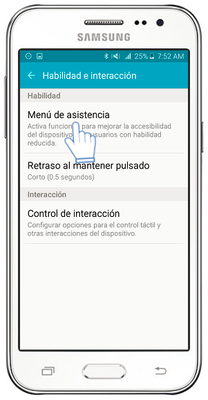 Samsung : Galaxy J2 - ¿Cómo activar menú de asistencia?