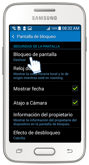 Galaxy Ace4 Neo - ¿Cómo esTablecer un bloqueo de pantalla por Patrón?