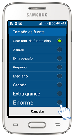 Galaxy Ace4 Neo - ¿Cómo ajustar el tamaño de la fuente o letra?