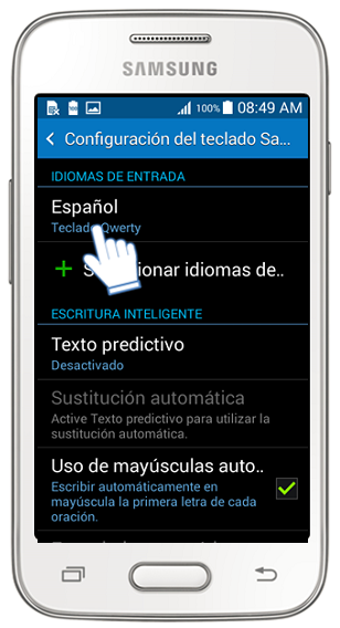 Galaxy Ace4 Neo - ¿Cómo cambiar el diseño del teclado a 3x4?