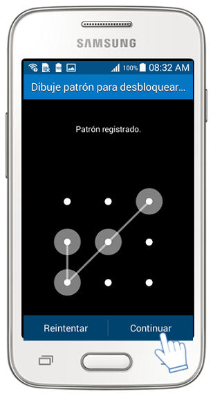 Galaxy Ace4 Neo - ¿Cómo esTablecer un bloqueo de pantalla por Patrón?