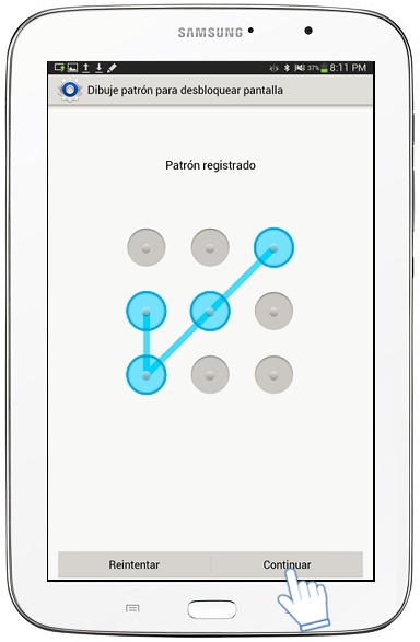 Galaxy Note (8.0, 3G) - ¿Cómo esTablecer desbloqueo por patrón?